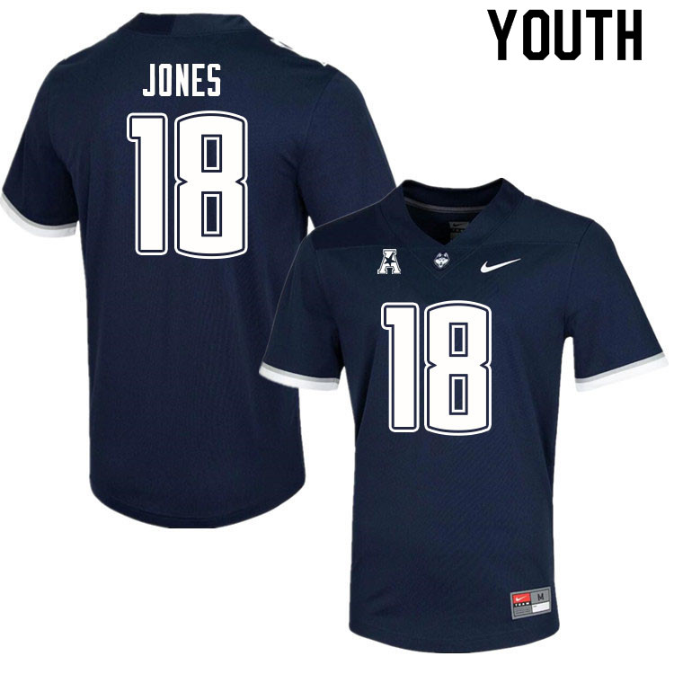 Youth #18 Jaylen Jones Uconn Huskies College Football Jerseys Sale-Navy - Click Image to Close